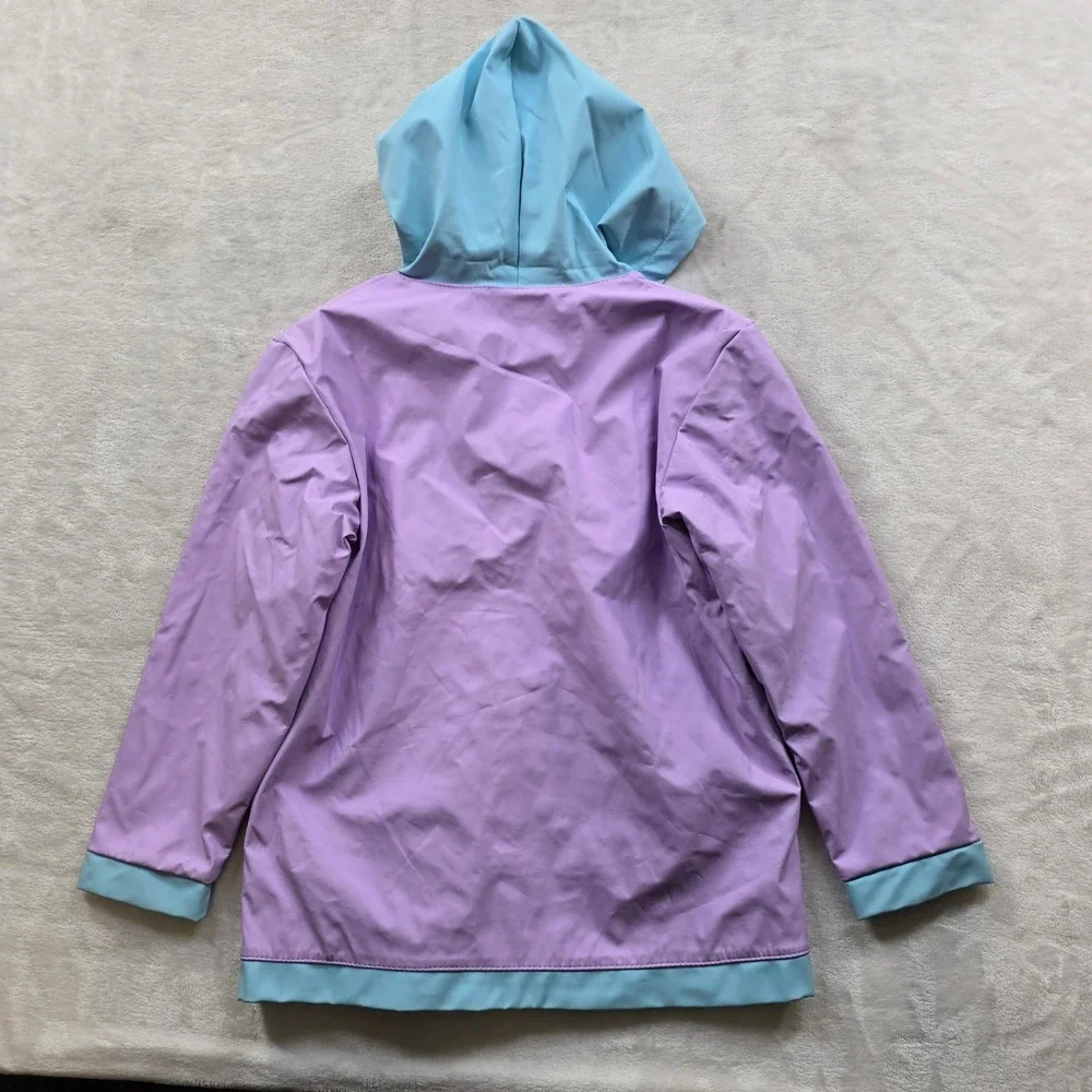Disney Frozen Rain Jacket‎ Girls 5-6 Purple Blue Hooded Anna Elsa Raincoat